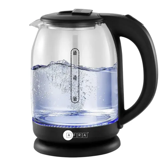 AFRA Electric Glass Kettle 1500W 1.8L Strong Glass Body 360 cordless electric jug Overheat protection with Automatic cut off LED Indicator CB Certified AF 1820KTGL with 2 years warranty